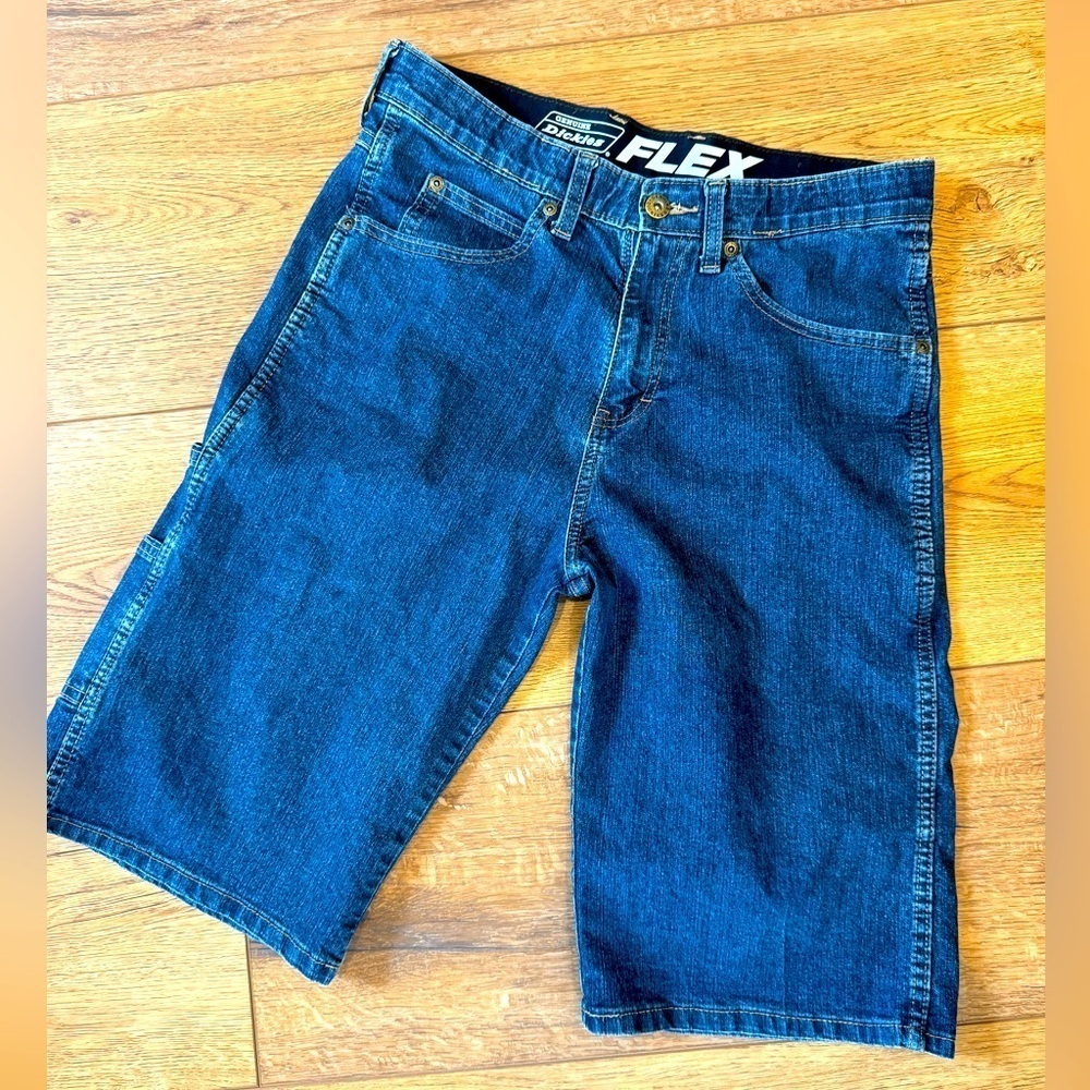 Genuine Dickies Flex Men's Carpenter Denim Long Shorts Flat Front / 30 waist